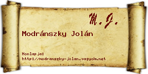 Modránszky Jolán névjegykártya