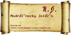 Modránszky Jolán névjegykártya