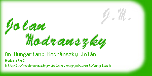 jolan modranszky business card