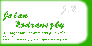 jolan modranszky business card